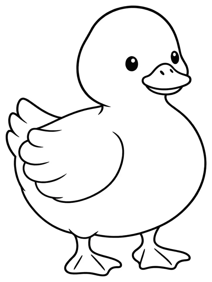 Coloriage de Canard Mignon : dessin au trait noir à colorier