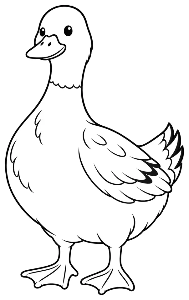 Coloriage de Orpington (canard) : dessin au trait noir à colorier