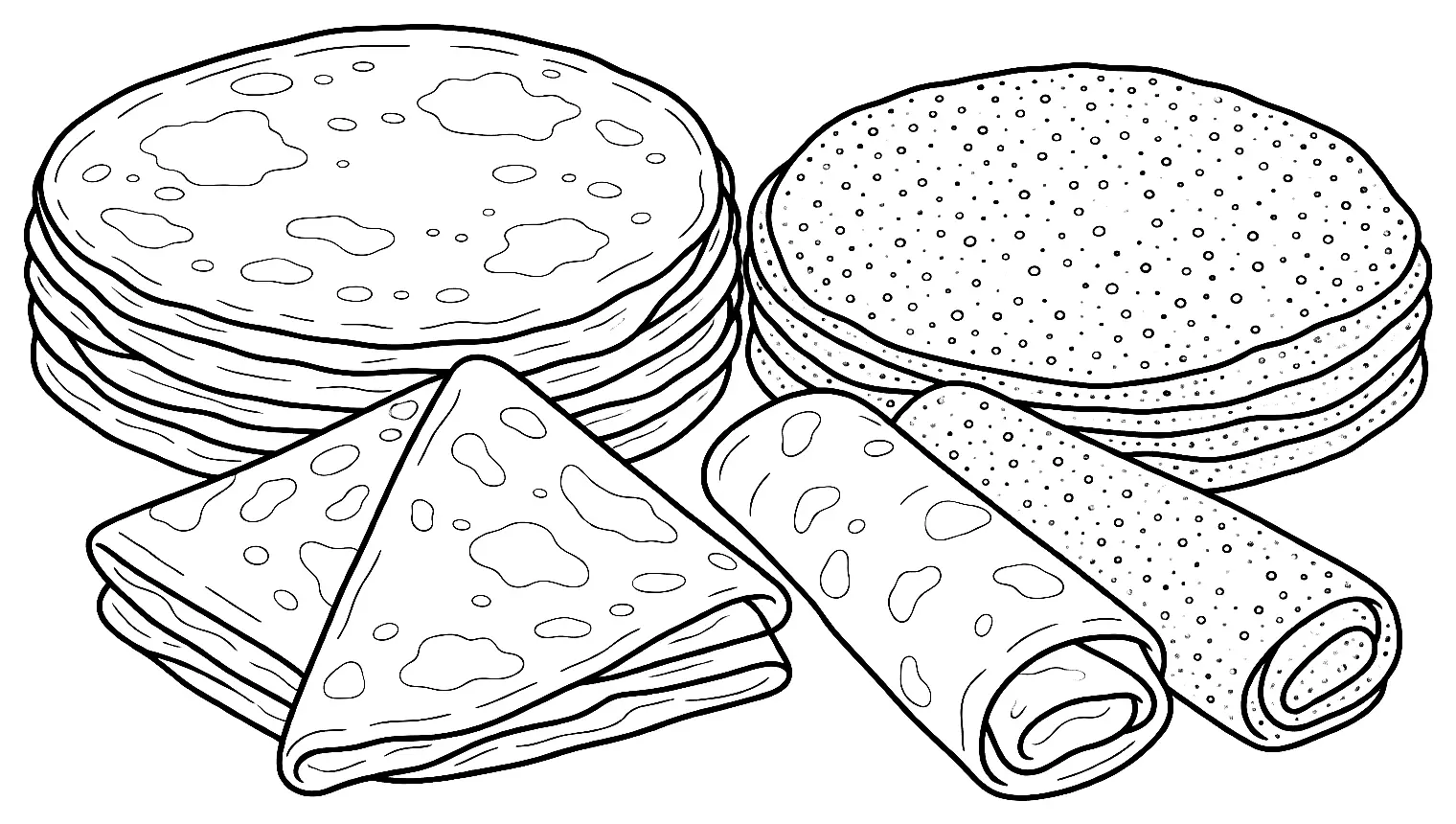 Coloriage de Crêpe bretonne : dessin au trait noir à colorier