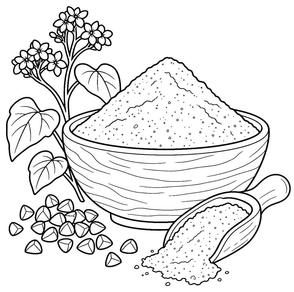 Coloriage de Farine de blé noir de Bretagne : dessin au trait noir à colorier