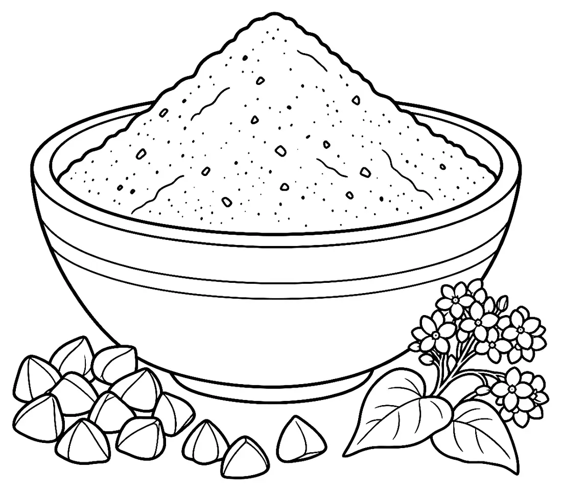 Coloriage de Farine de sarrasin : dessin au trait noir à colorier