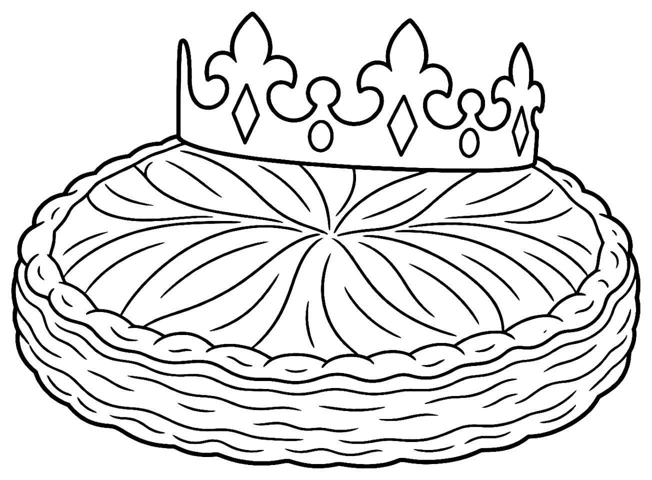 Coloriage de Galette des rois : dessin au trait noir à colorier