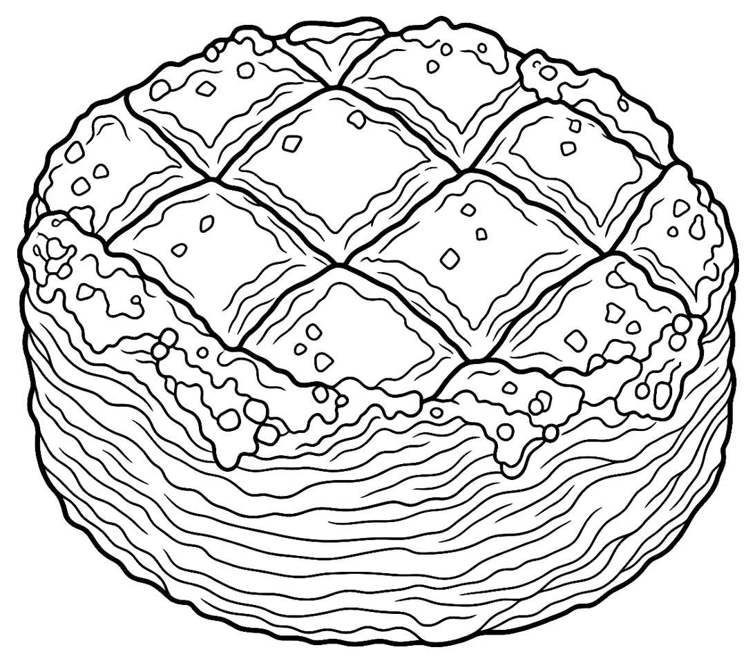 Coloriage de Kouign-amann : dessin au trait noir à colorier