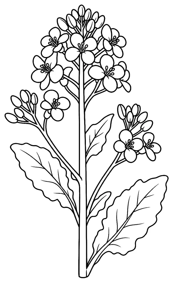 Coloriage de Colza : dessin au trait noir à colorier