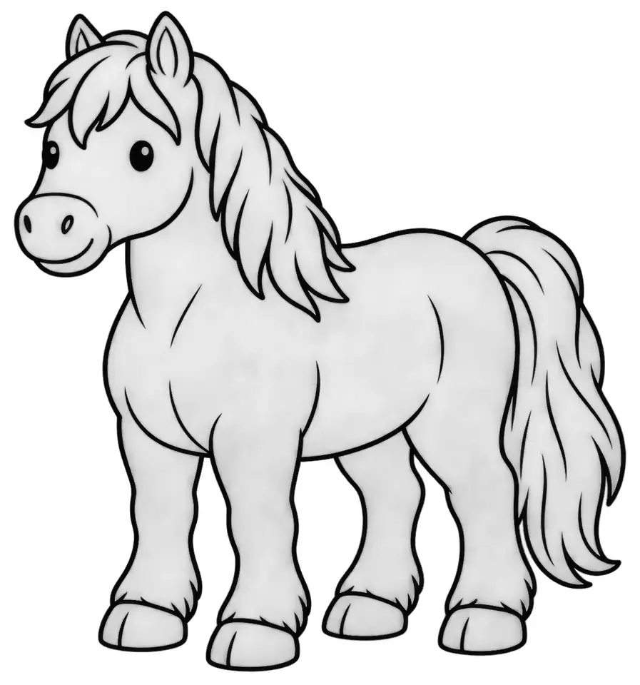 Coloriage de Cheval d’Auvergne : dessin au trait noir à colorier