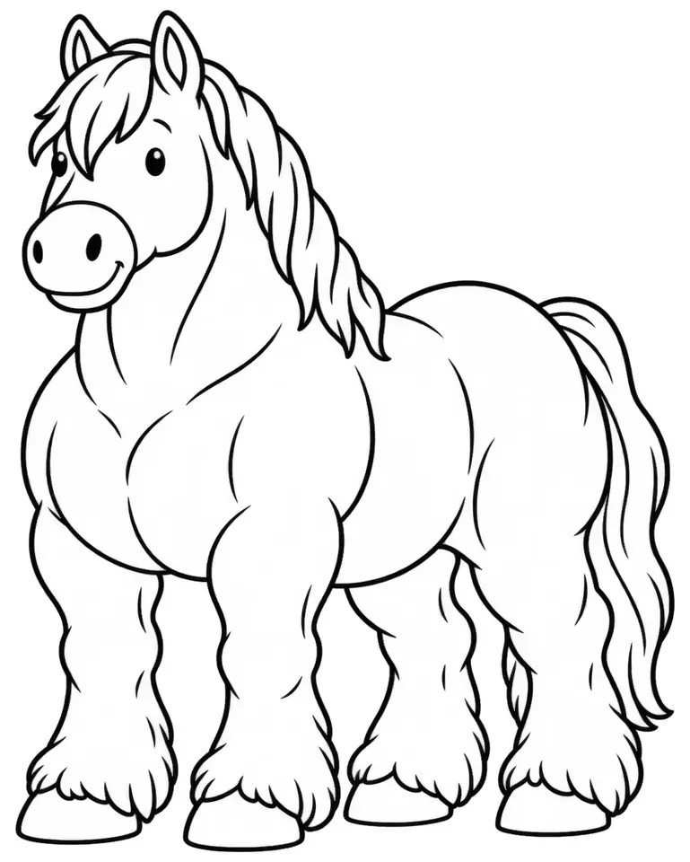 Coloriage de Cheval de ban’ei : dessin au trait noir à colorier