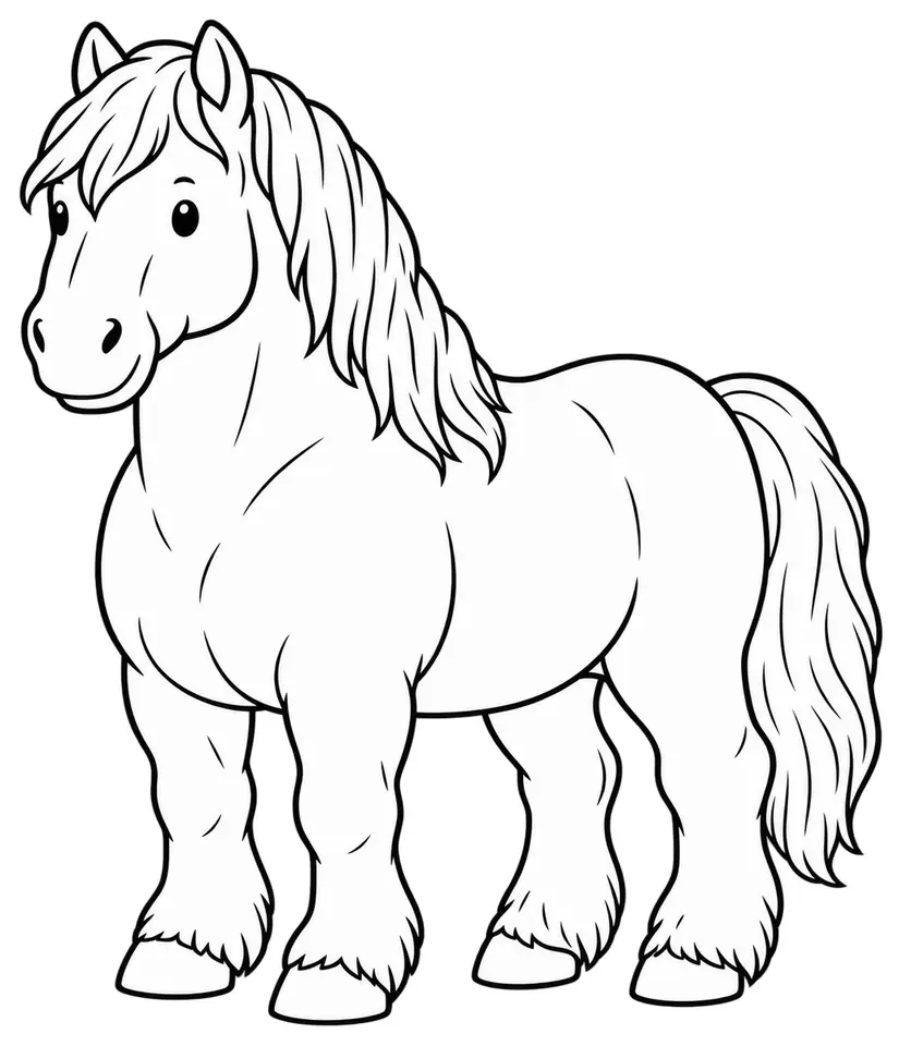 Coloriage de Comtois : dessin au trait noir à colorier