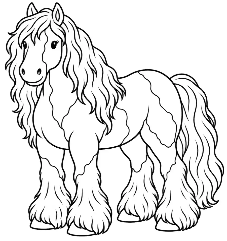 Coloriage de Drum Horse : dessin au trait noir à colorier