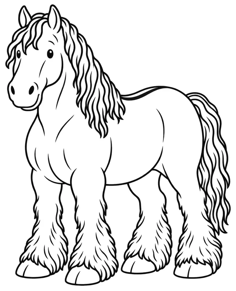 Coloriage de Poitevin mulassier : dessin au trait noir à colorier