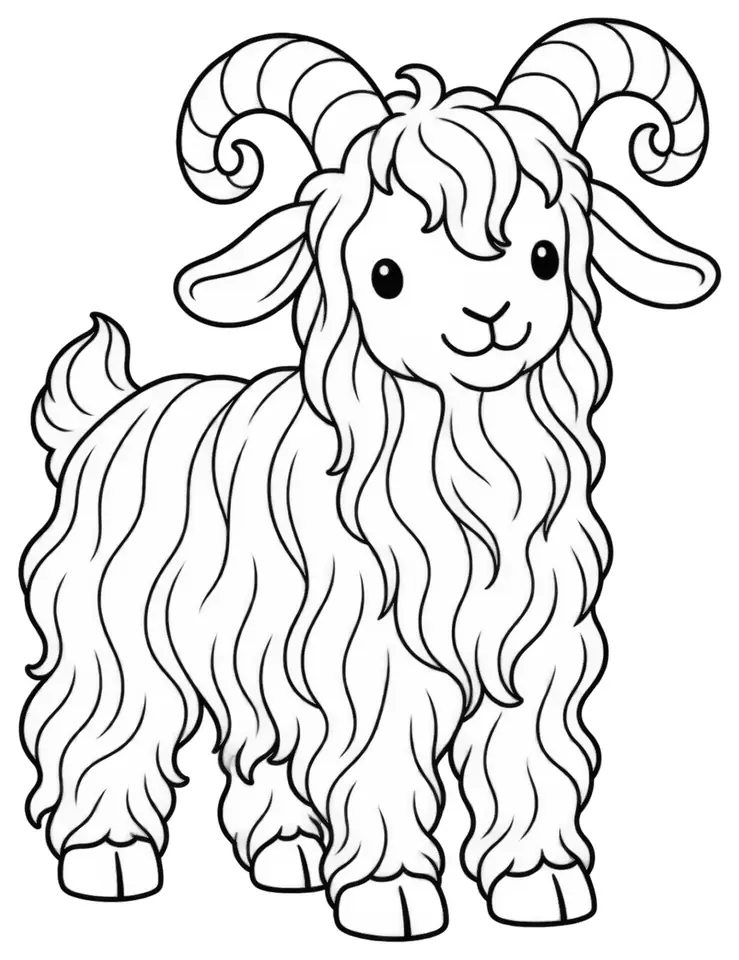 Coloriage de Angora : dessin au trait noir à colorier