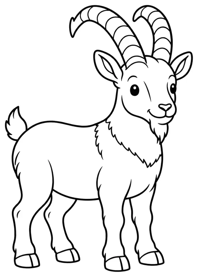 Coloriage de Chèvre sauvage crétoise : dessin au trait noir à colorier