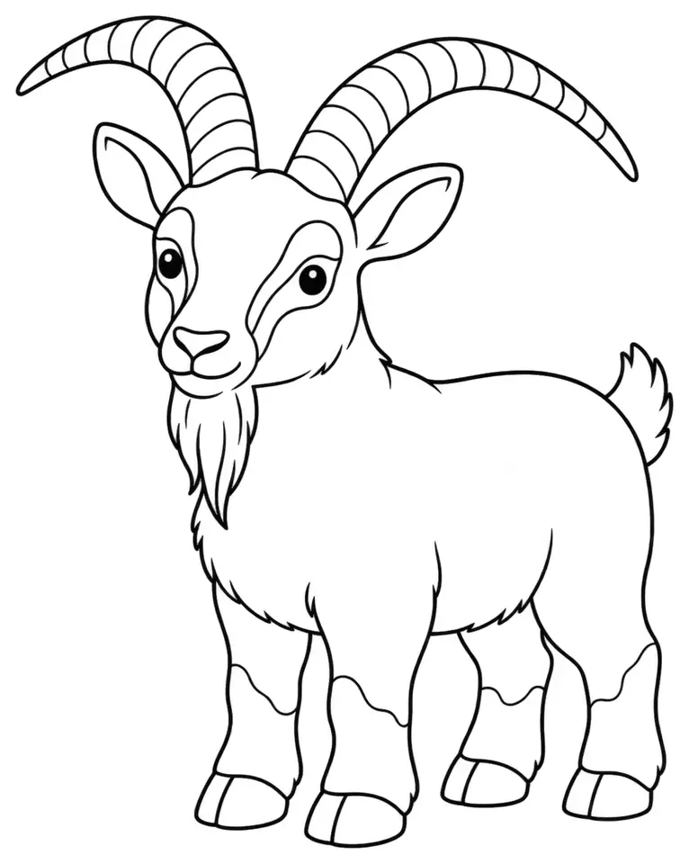 Coloriage de Chèvre abaza : dessin au trait noir à colorier