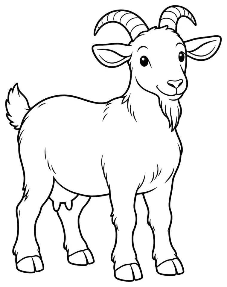 Coloriage de Chèvre blanche russe : dessin au trait noir à colorier