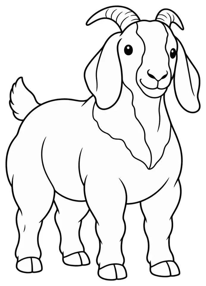 Coloriage de Chèvre Boer : dessin au trait noir à colorier