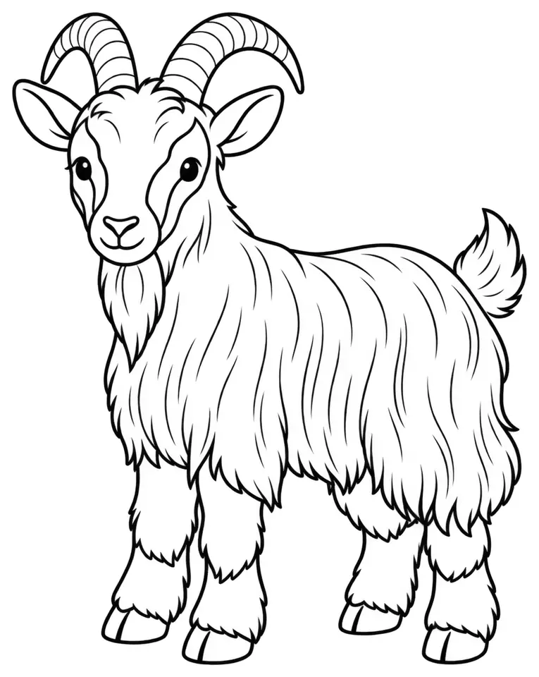 Coloriage de Chèvre bottée : dessin au trait noir à colorier