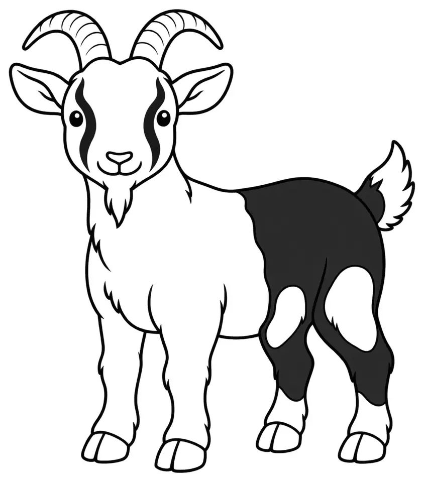 Coloriage de Chèvre cou-clair du Berry : dessin au trait noir à colorier