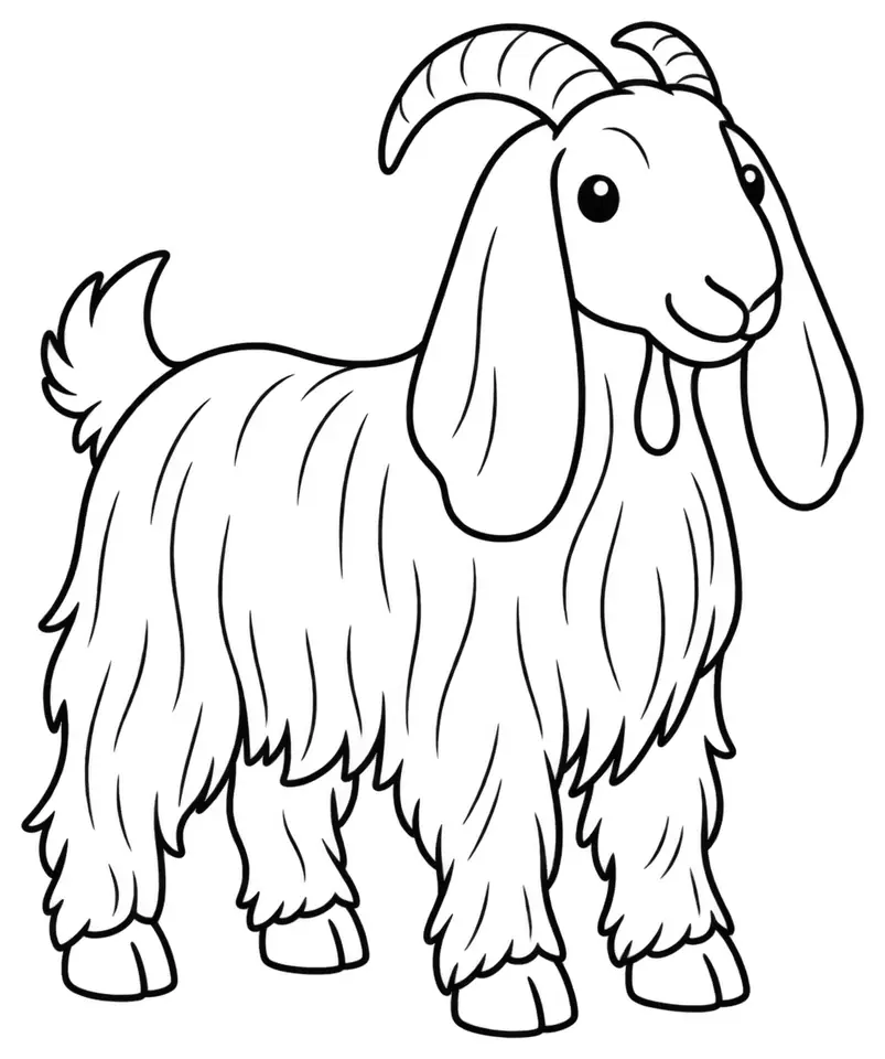 Coloriage de Chèvre de Damas : dessin au trait noir à colorier