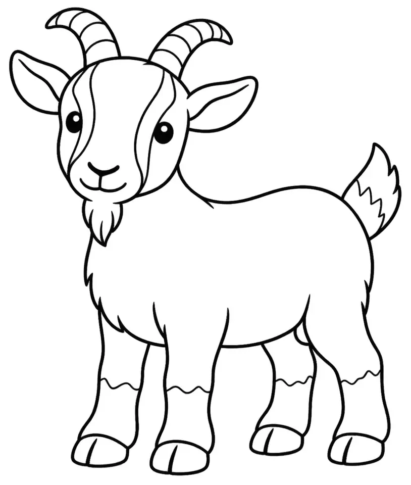Coloriage de Chèvre de Thuringe : dessin au trait noir à colorier