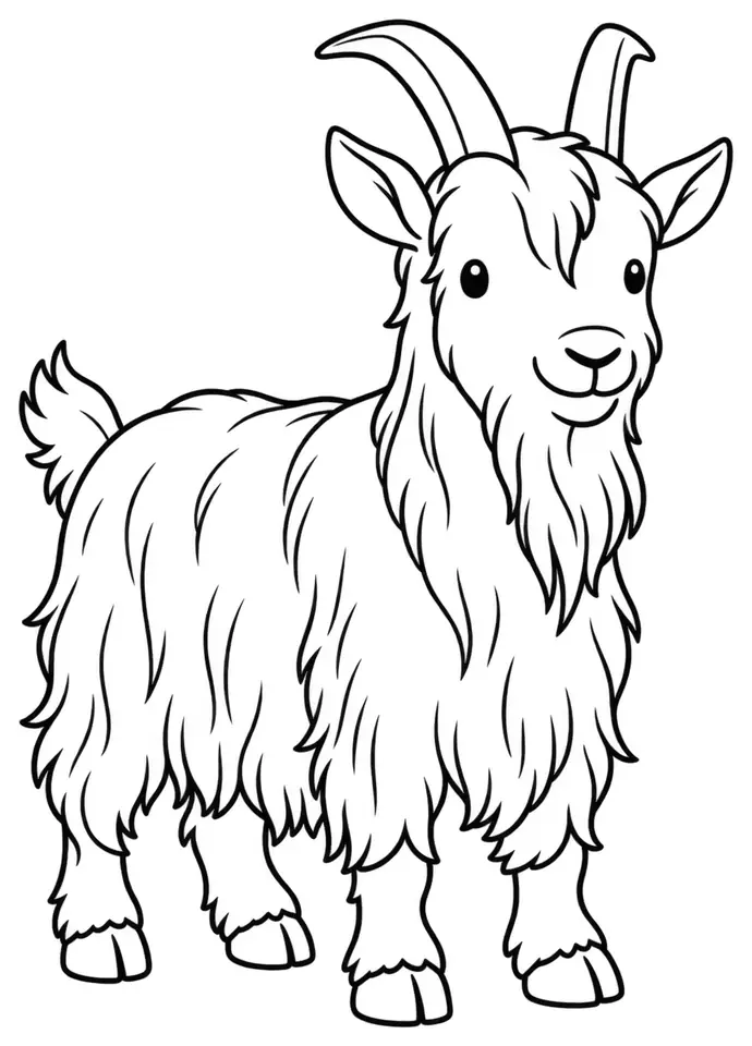 Coloriage de Chèvre des fossés : dessin au trait noir à colorier