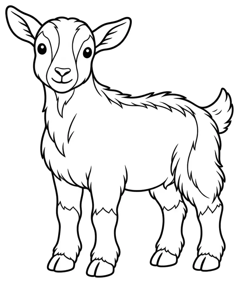 Coloriage de Chèvre du Toggenbourg : dessin au trait noir à colorier