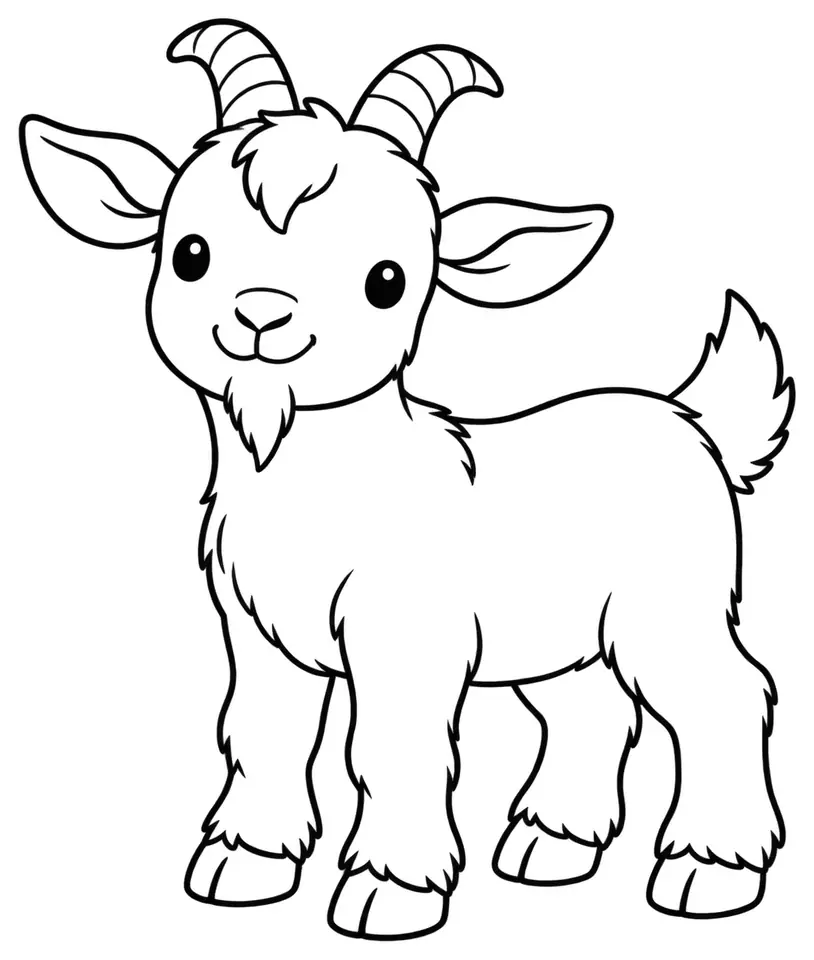 Coloriage de Chèvre naine : dessin au trait noir à colorier