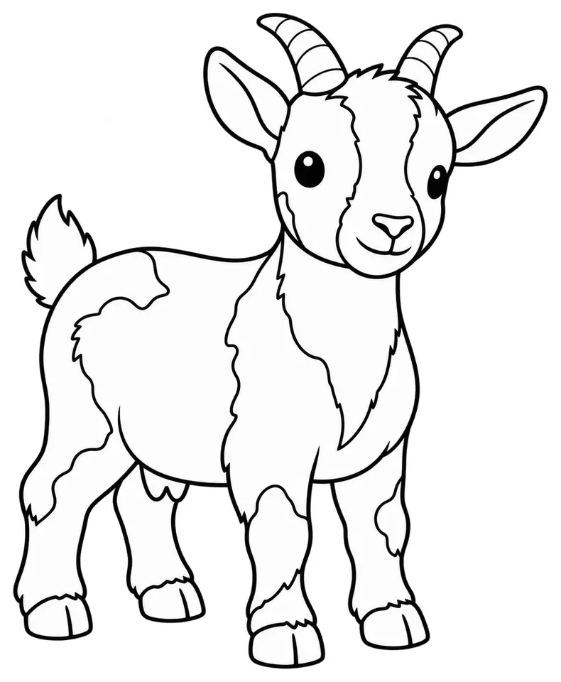 Coloriage de Chèvre naine nigériane : dessin au trait noir à colorier