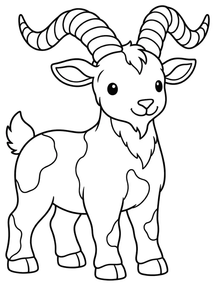 Coloriage de Chèvre du Rove : dessin au trait noir à colorier