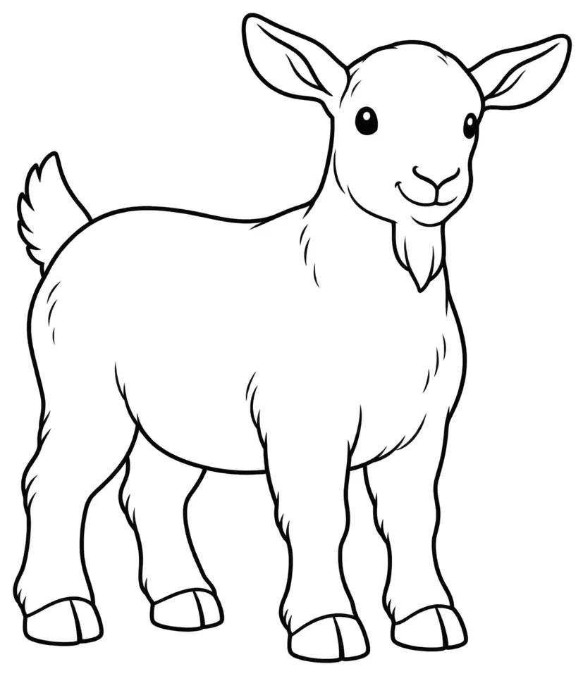 Coloriage de Saanen : dessin au trait noir à colorier