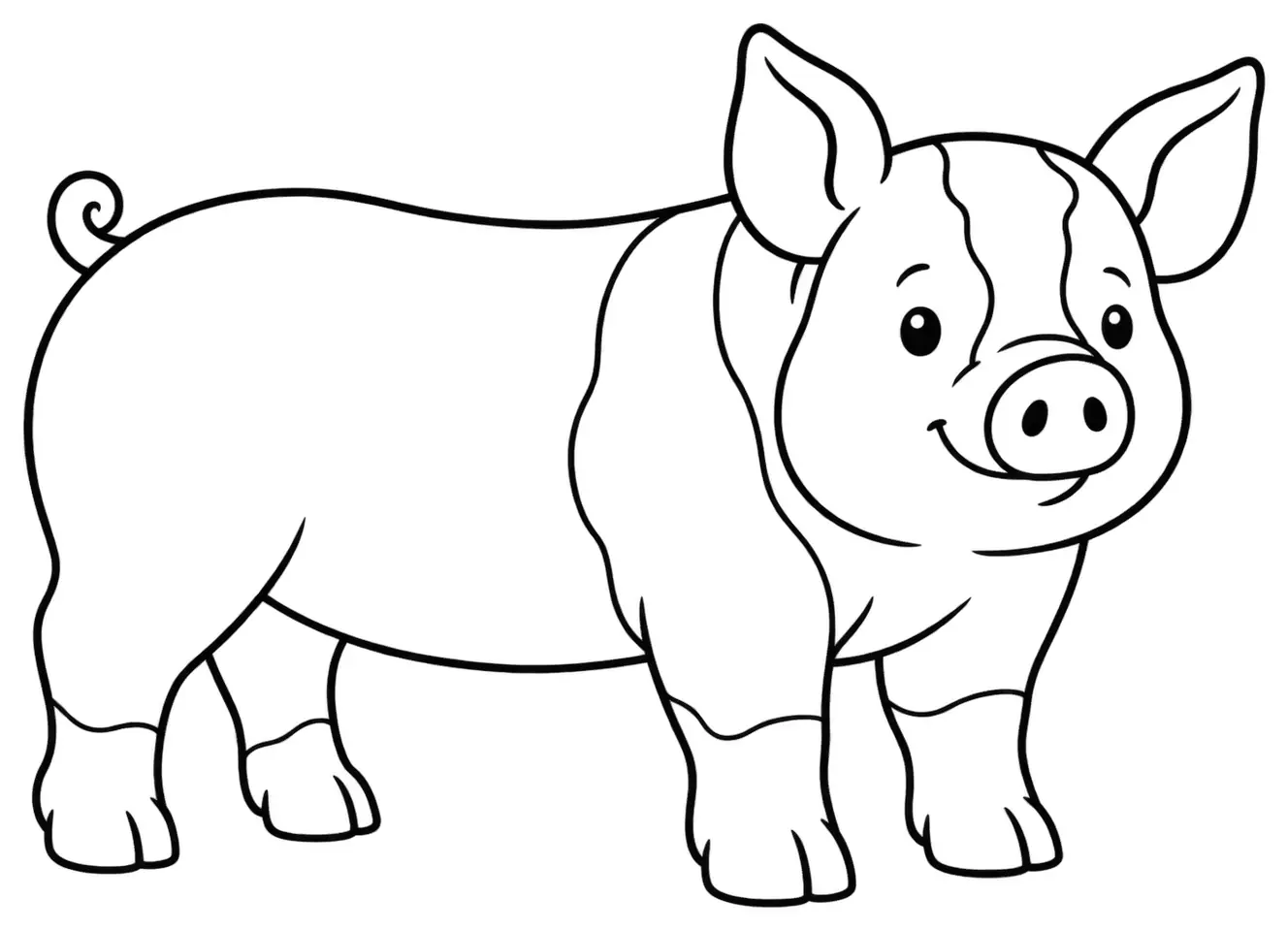 Coloriage de Berkshire : dessin au trait noir à colorier