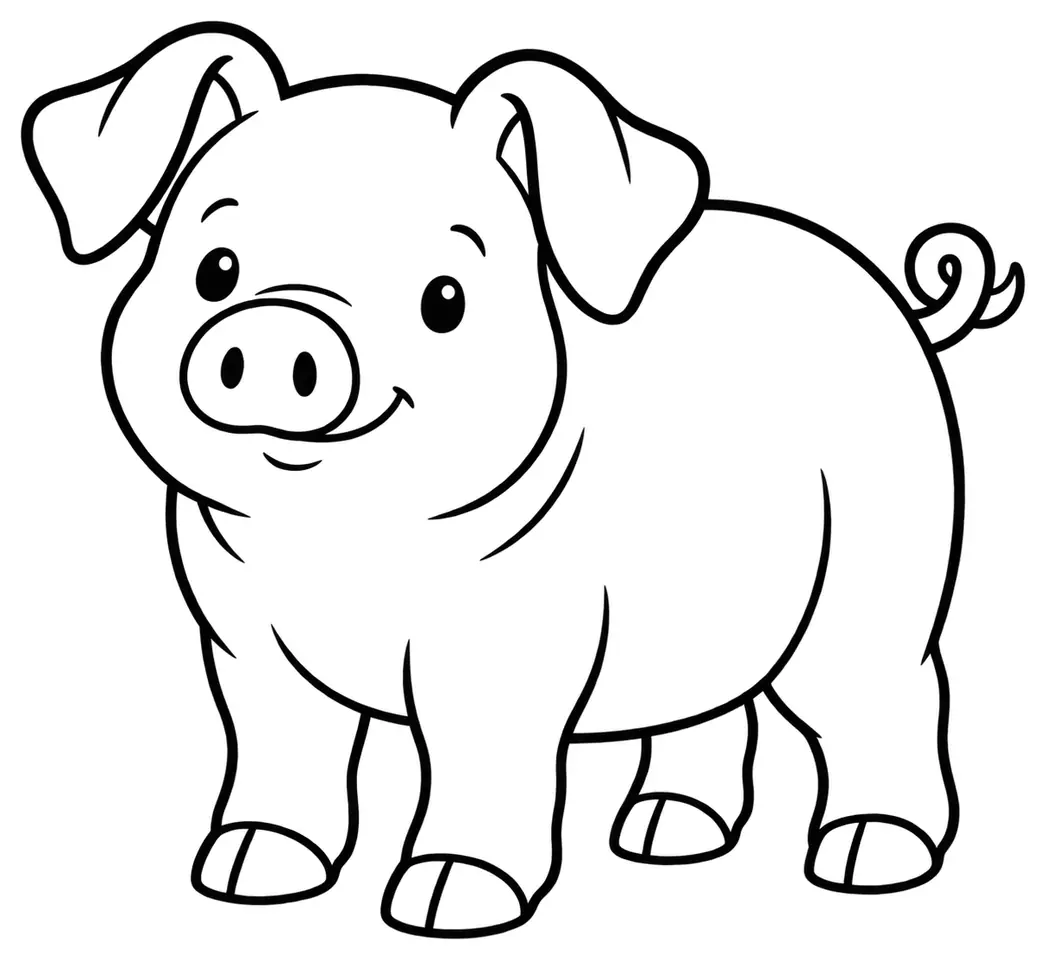 Coloriage de Cochon créole : dessin au trait noir à colorier