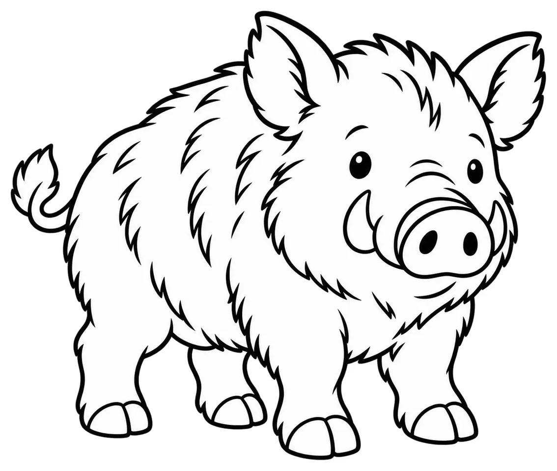 Coloriage de Cochon marron : dessin au trait noir à colorier