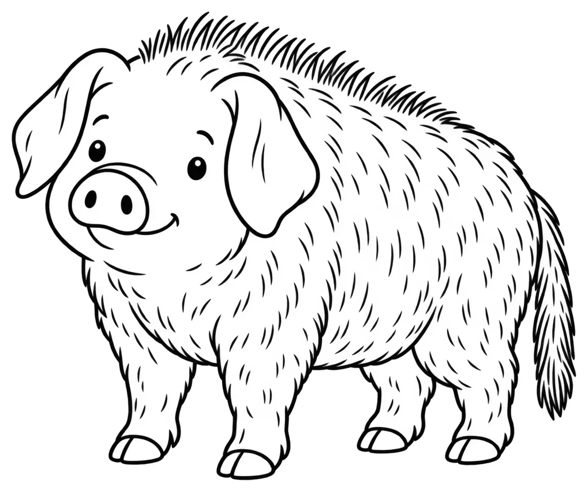 Coloriage de Cochon sarde : dessin au trait noir à colorier