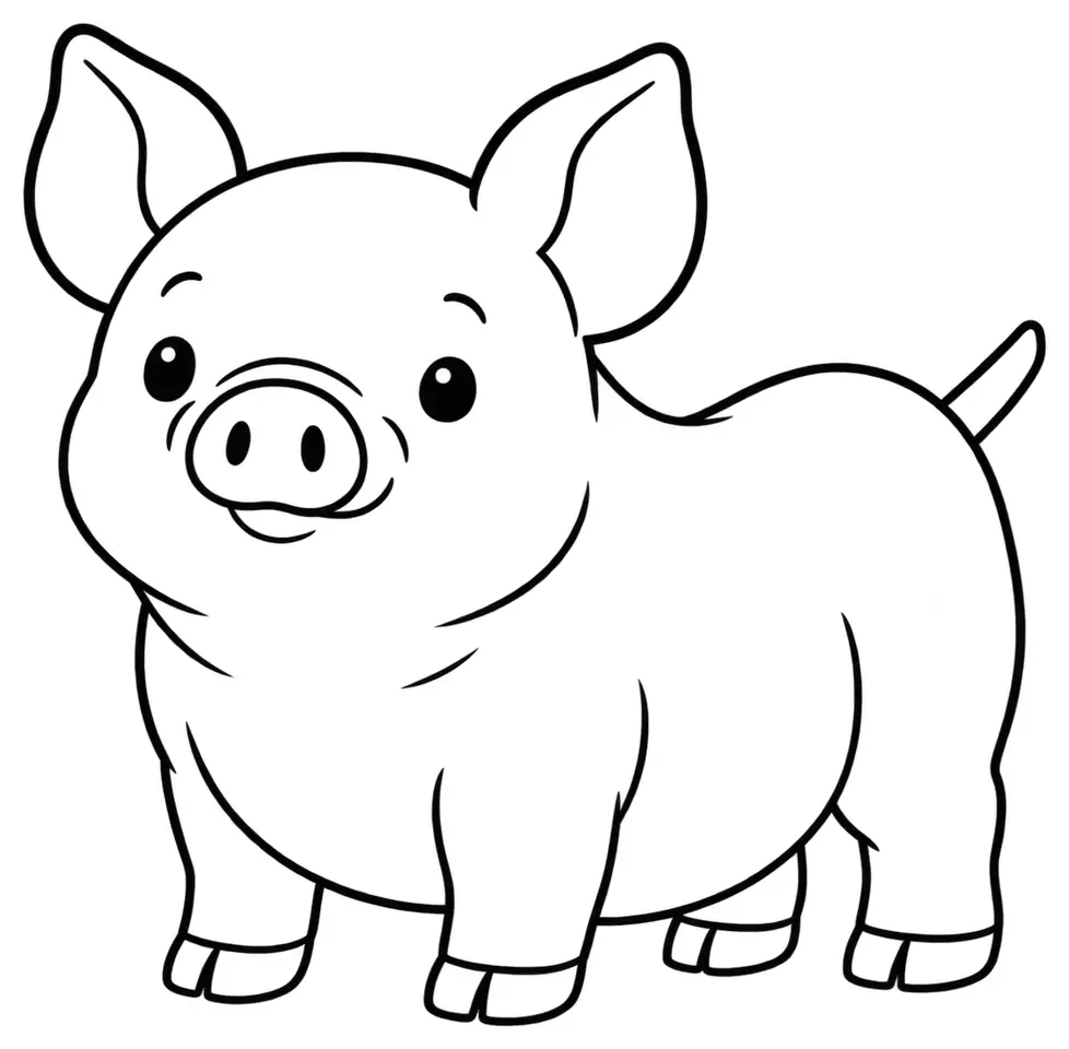 Coloriage de Cochon vietnamien : dessin au trait noir à colorier