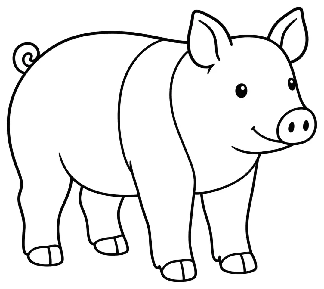 Coloriage de Hampshire (cochon) : dessin au trait noir à colorier