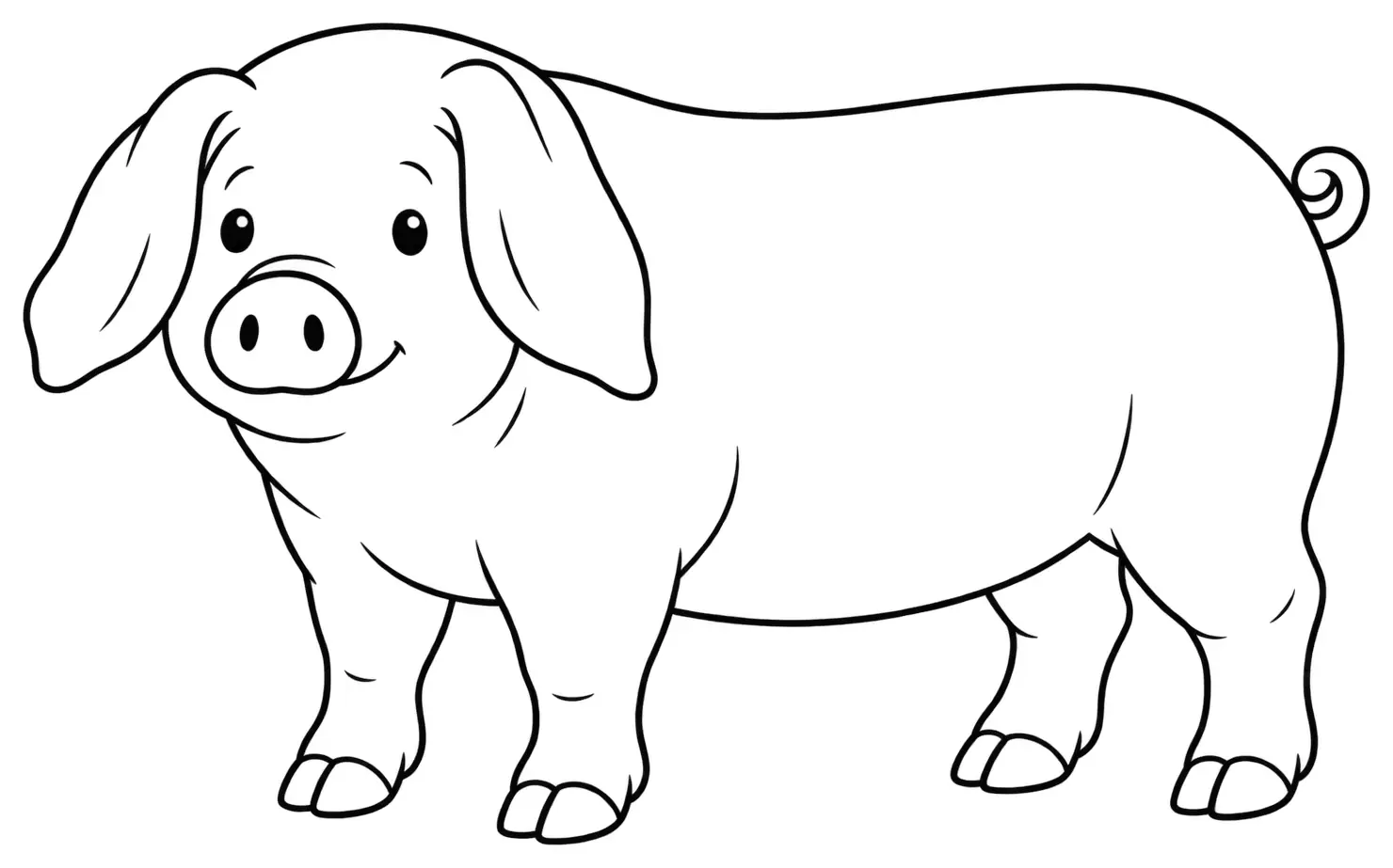 Coloriage de Landrace français : dessin au trait noir à colorier