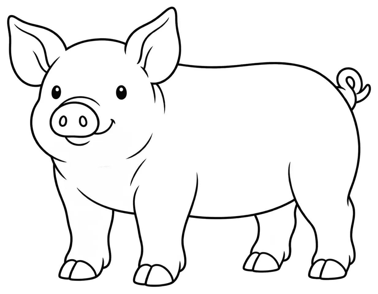 Coloriage de Large white : dessin au trait noir à colorier
