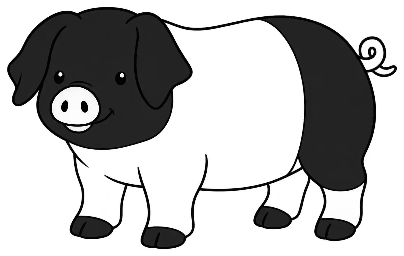 Coloriage de Pie noir du Pays basque : dessin au trait noir à colorier