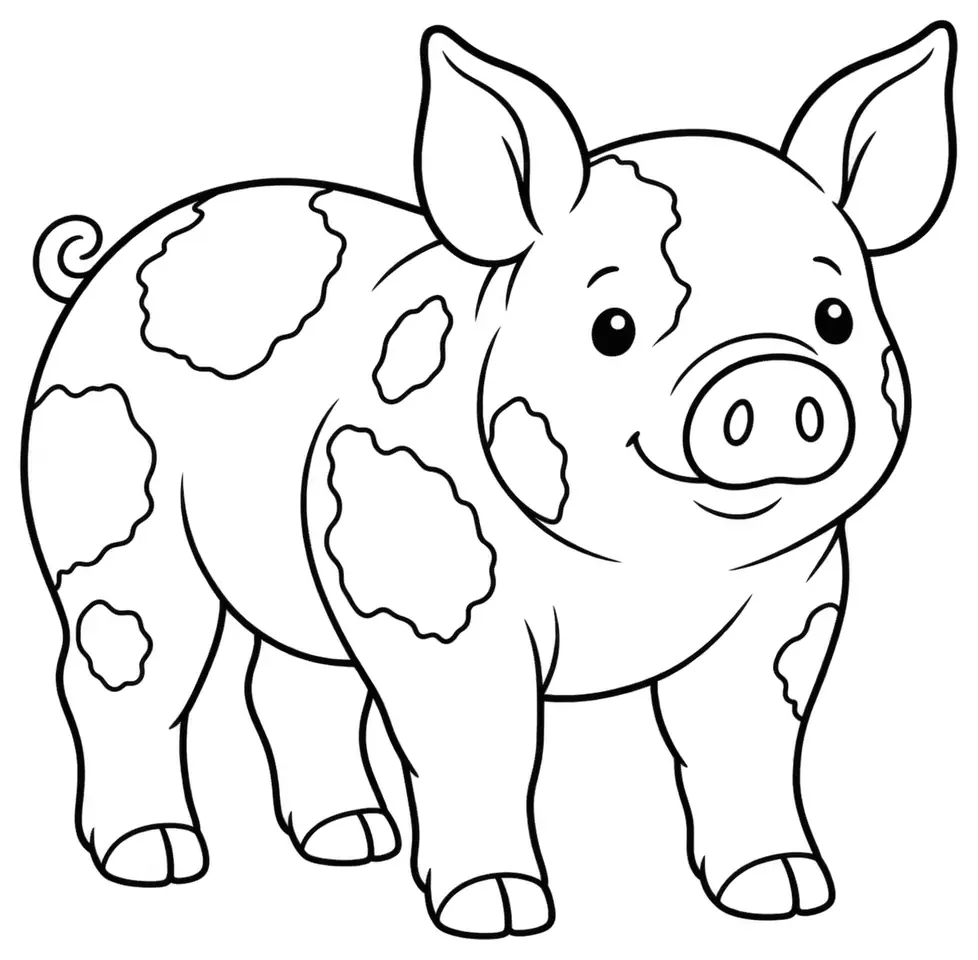 Coloriage de Piétrain : dessin au trait noir à colorier