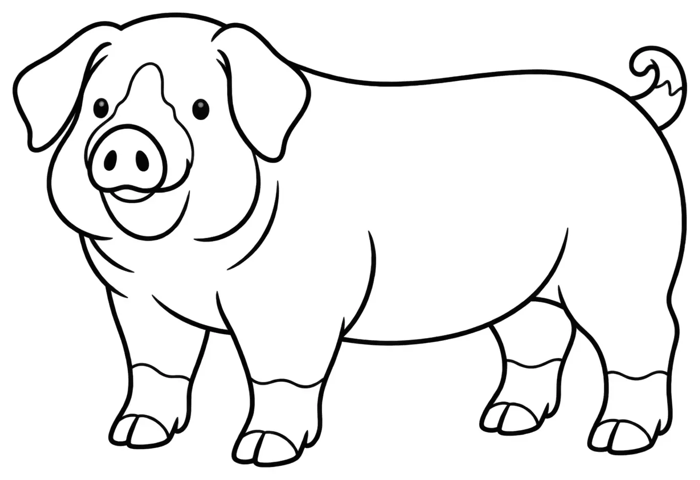 Coloriage de Poland china : dessin au trait noir à colorier