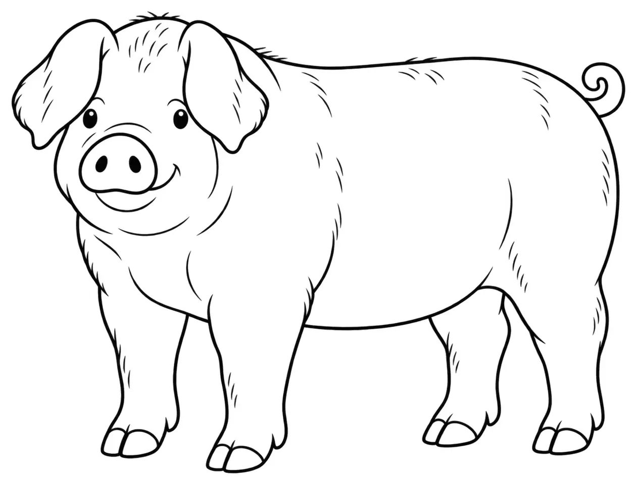 Coloriage de Porc blanc de l’Ouest : dessin au trait noir à colorier
