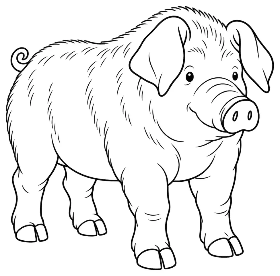 Coloriage de Porc d’Ourjoum : dessin au trait noir à colorier