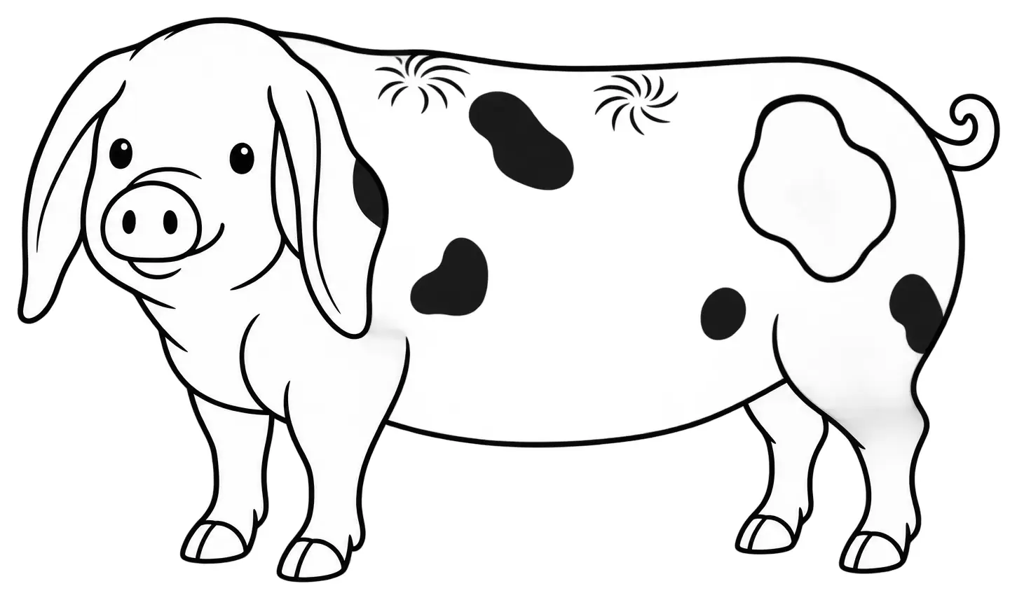 Coloriage de Porc de Bayeux : dessin au trait noir à colorier