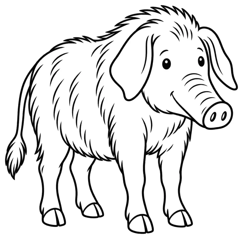 Coloriage de Porc de Corse : dessin au trait noir à colorier