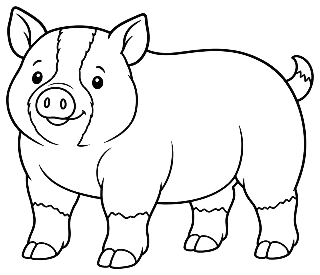 Coloriage de Porc de Kemerovo : dessin au trait noir à colorier