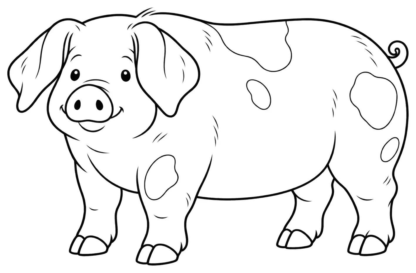 Coloriage de Porc de Miélan : dessin au trait noir à colorier