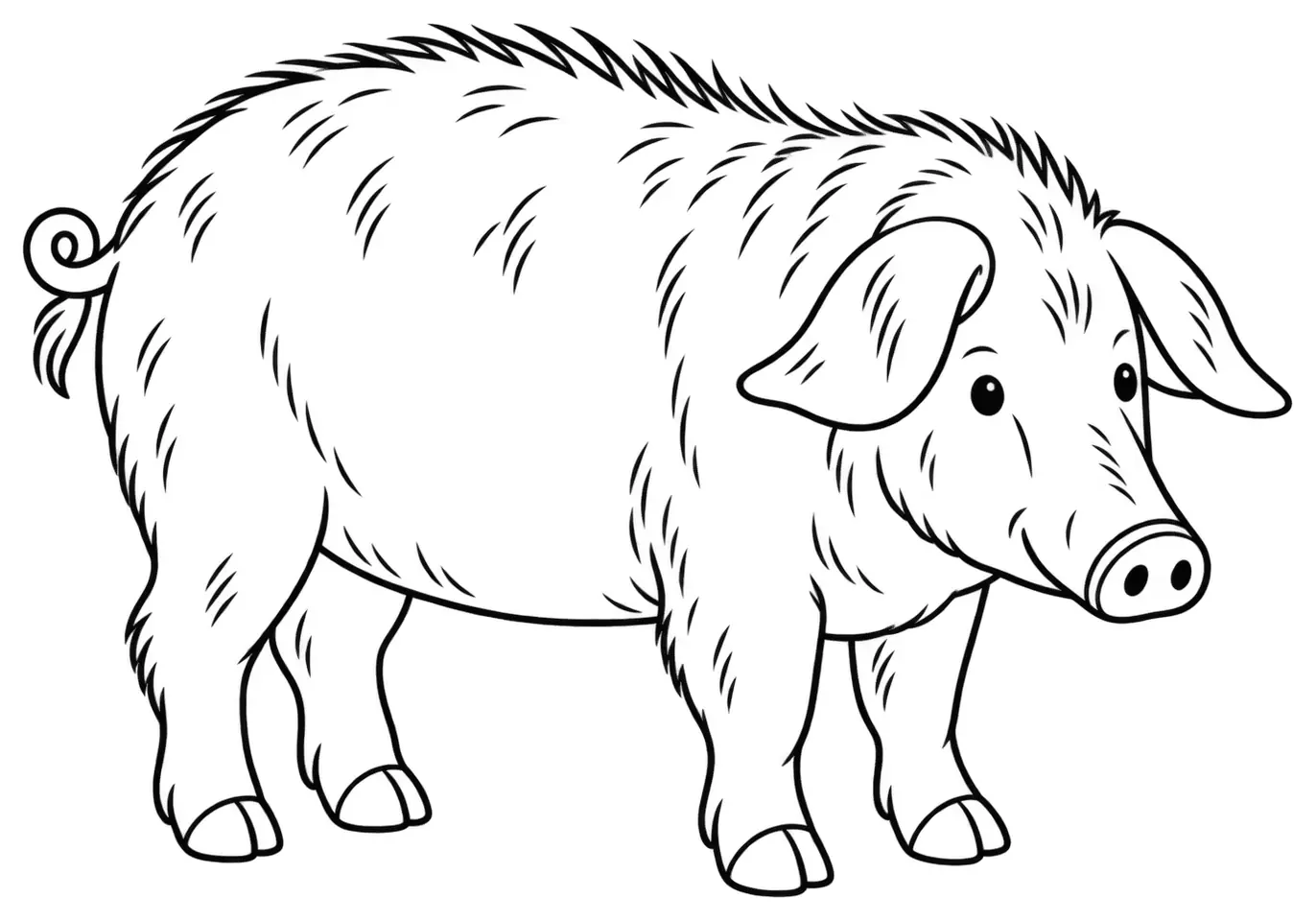 Coloriage de Porc gascon : dessin au trait noir à colorier
