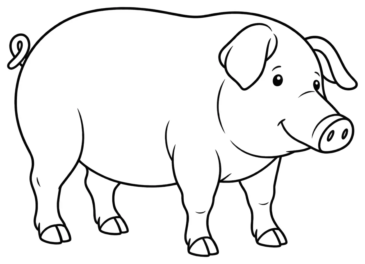 Coloriage de Porc ibérique : dessin au trait noir à colorier
