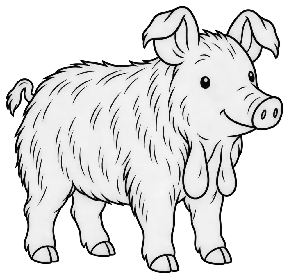 Coloriage de Red Wattle : dessin au trait noir à colorier
