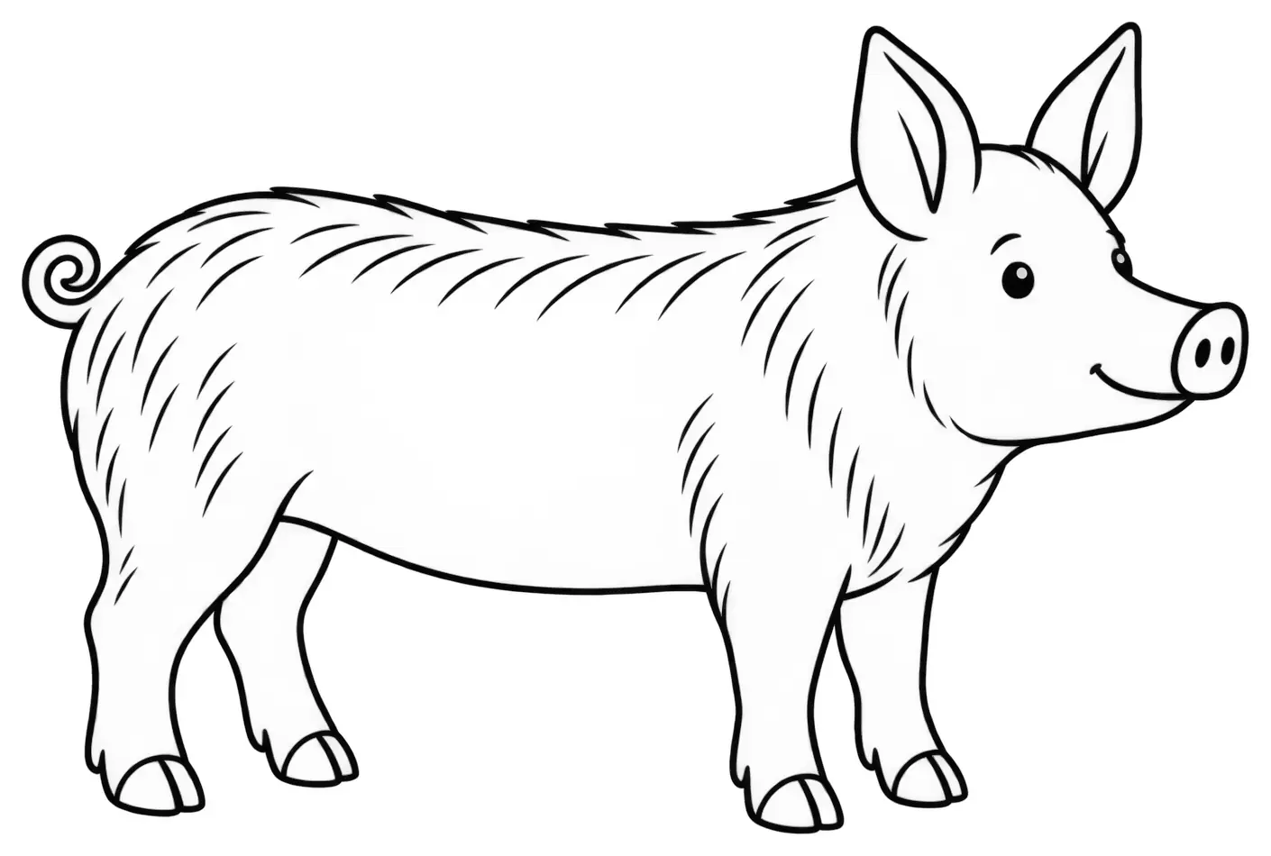 Coloriage de Tamworth : dessin au trait noir à colorier