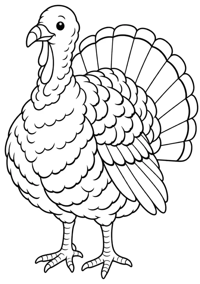 Coloriage de Dindon Bourbon rouge : dessin au trait noir à colorier